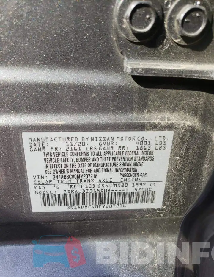 3N1AB8CV0MY207216 Photo# 12