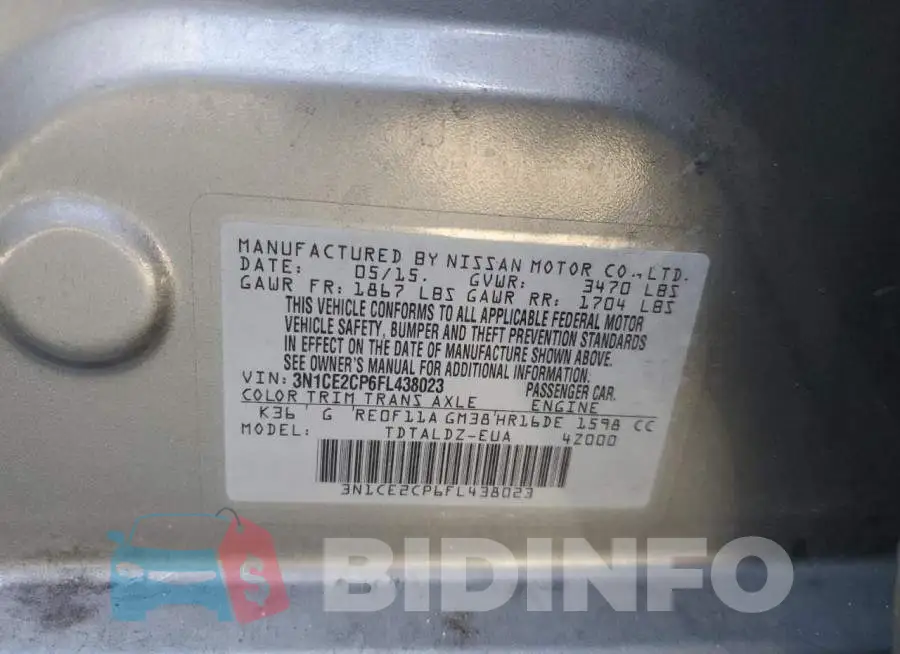 3N1CE2CP6FL438023 Photo# 12