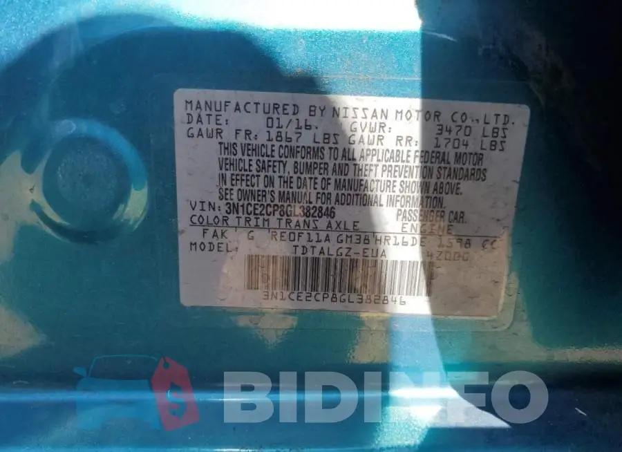 3N1CE2CP8GL382846 Photo# 12