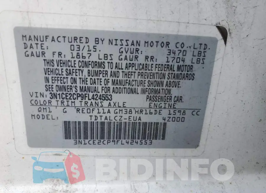 3N1CE2CP9FL424553 Photo# 12