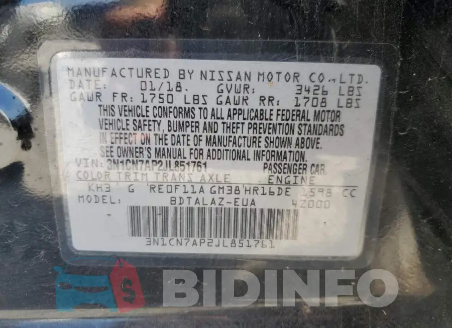 3N1CN7AP2JL851761 Photo# 12