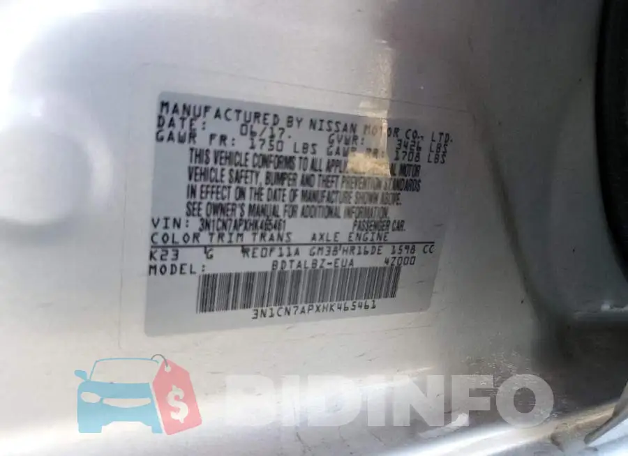 3N1CN7APXHK465461 Photo# 12