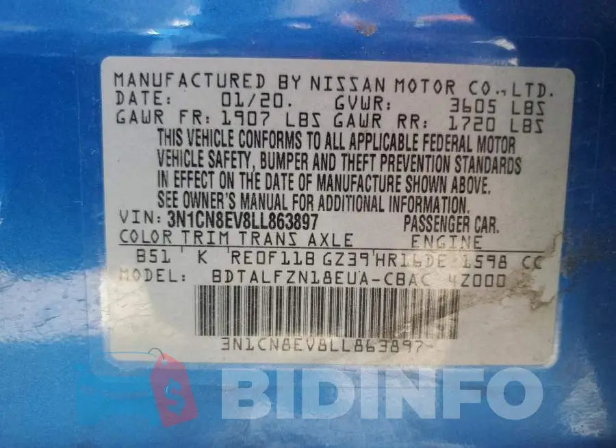 3N1CN8EV8LL863897 Photo# 12