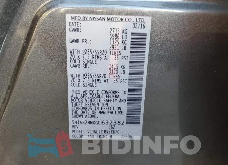 5N1AR2MMXGC632382 Photo# 12