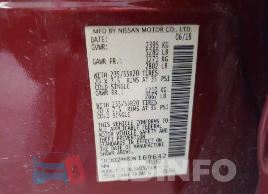 5N1AZ2MH8JN169642 Photo# 12