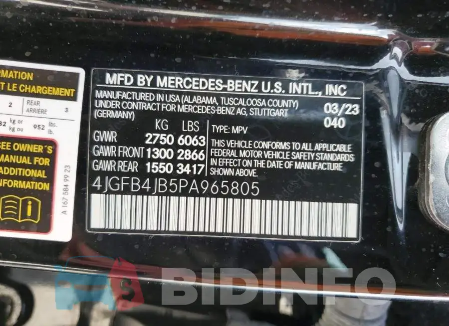 4JGFB4JB5PA965805 Photo# 13