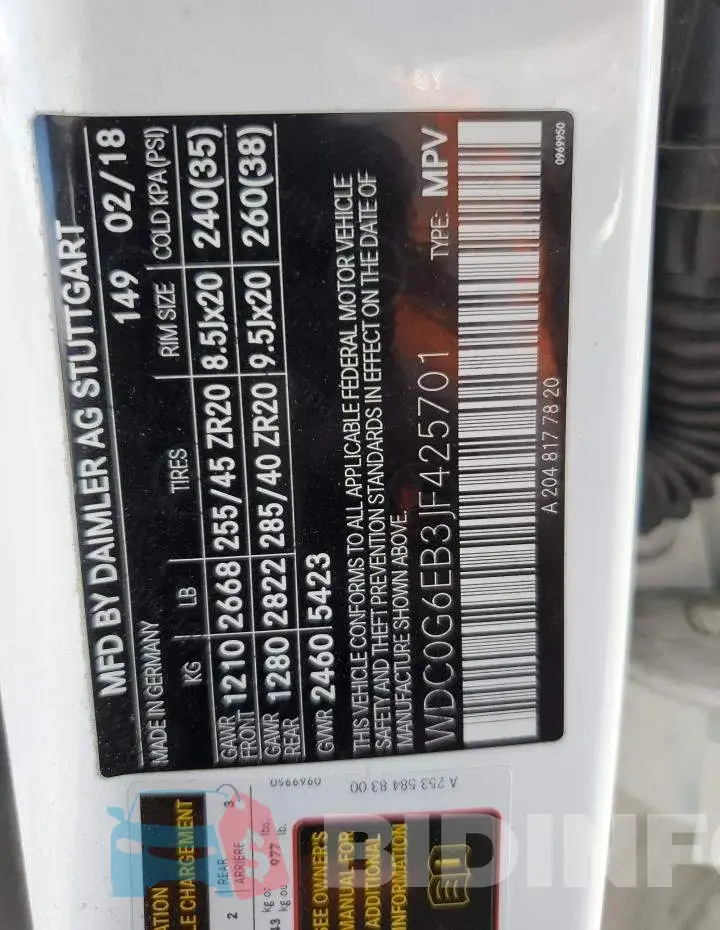 WDC0G6EB3JF425701 Photo# 13