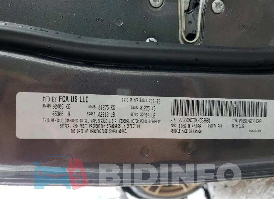 2C3CDXCT3KH553681 Photo# 10