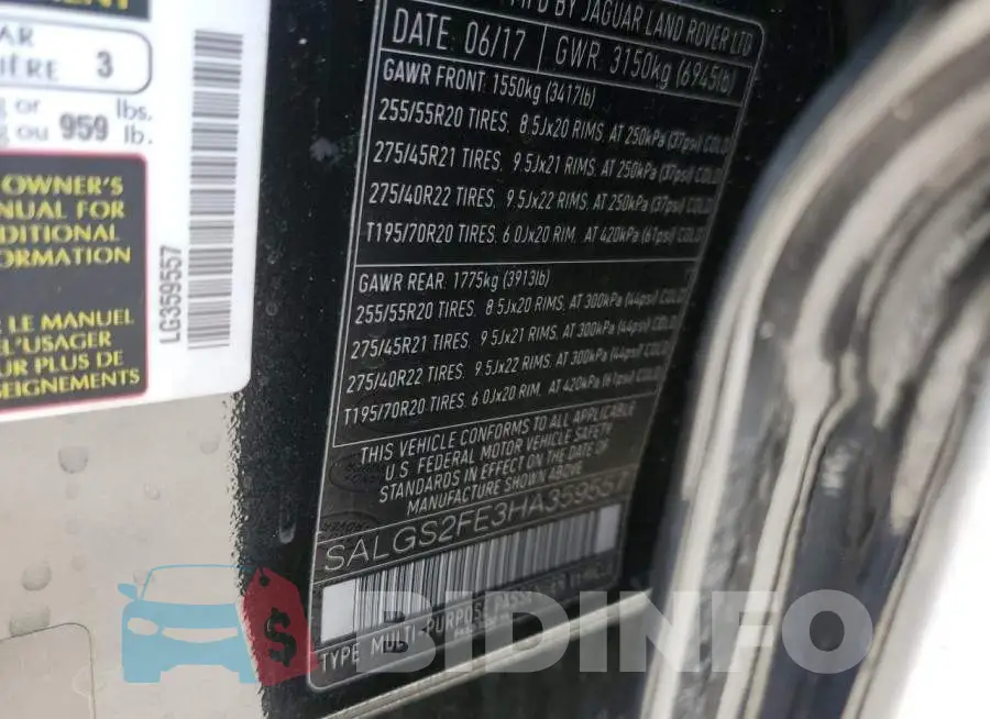 SALGS2FE3HA359557 Photo# 14