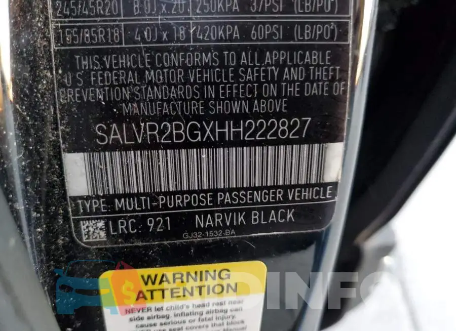 SALVR2BGXHH222827 Photo# 13