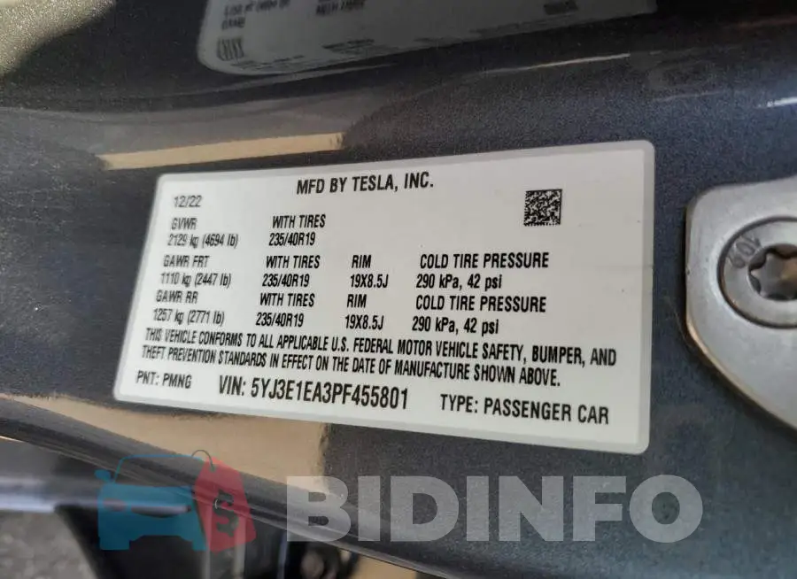 5YJ3E1EA3PF455801 Photo# 12