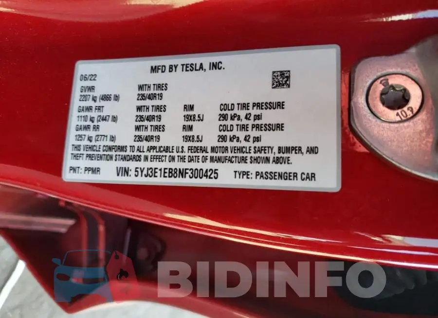 5YJ3E1EB8NF300425 Photo# 14