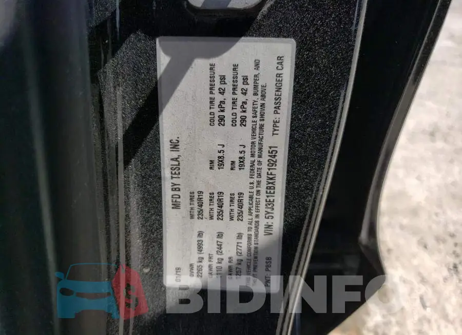 5YJ3E1EBXKF192451 Photo# 13