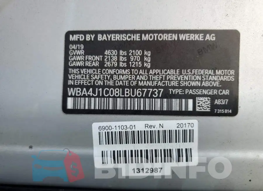 WBA4J1C08LBU67737 Photo# 12