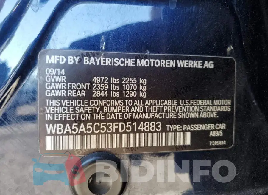 WBA5A5C53FD514883 Photo# 12