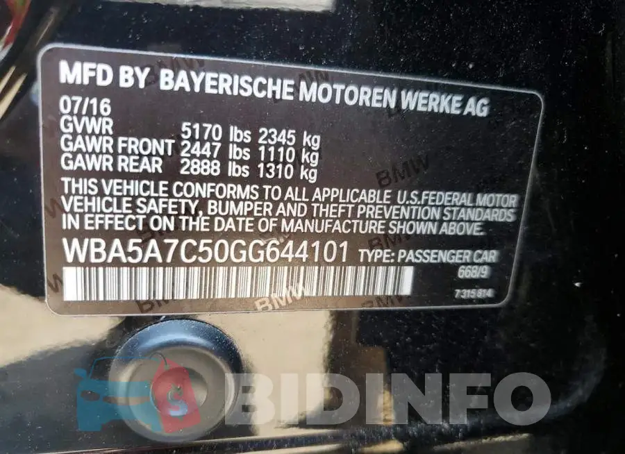 WBA5A7C50GG644101 Photo# 12