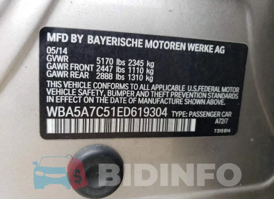 WBA5A7C51ED619304 Photo# 12