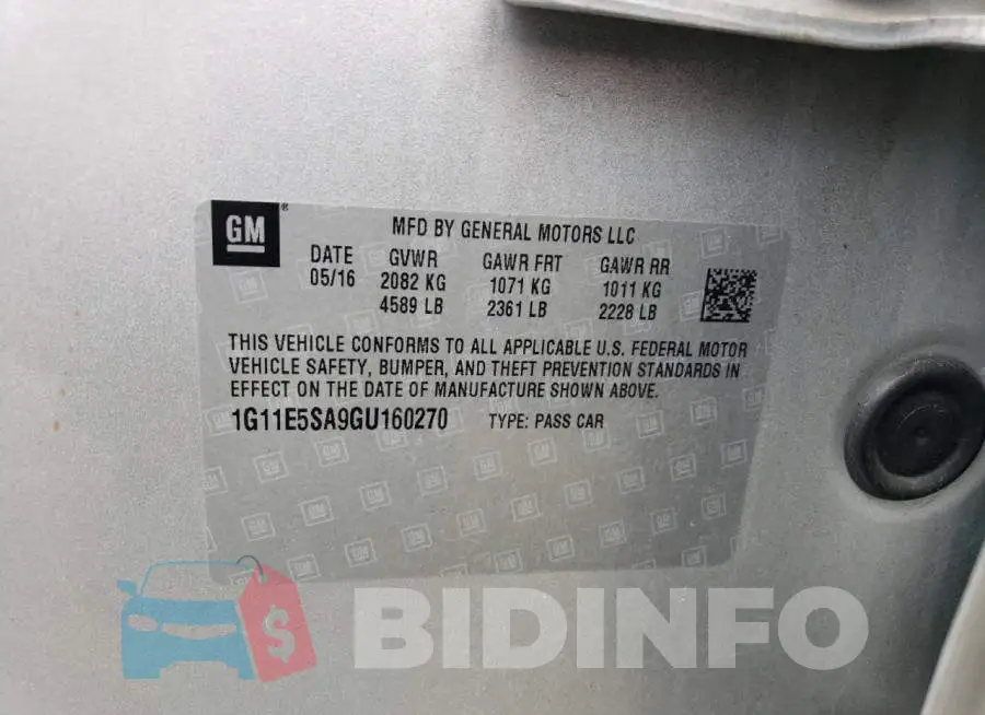 1G11E5SA9GU160270 Photo# 13