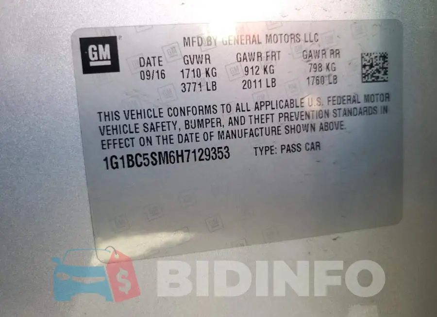 1G1BC5SM6H7129353 Photo# 13
