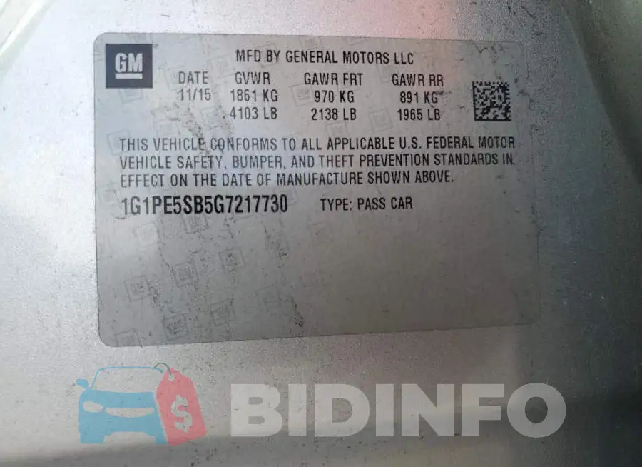 1G1PE5SB5G7217730 Photo# 12