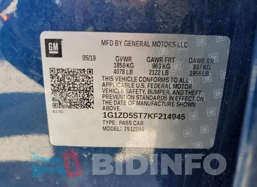 1G1ZD5ST7KF214945 Photo# 13