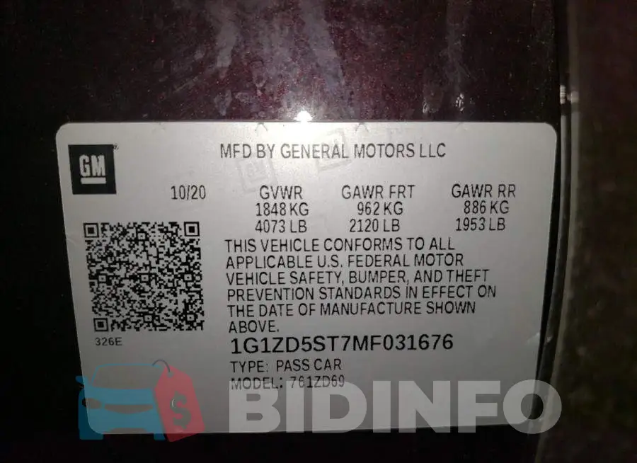 1G1ZD5ST7MF031676 Photo# 12