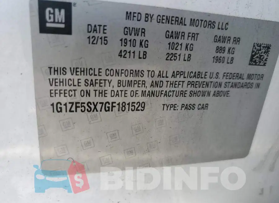 1G1ZF5SX7GF181529 Photo# 13