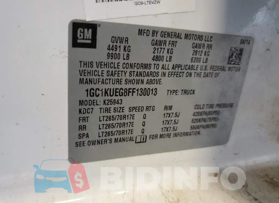 1GC1KUEG8FF130013 Photo# 12