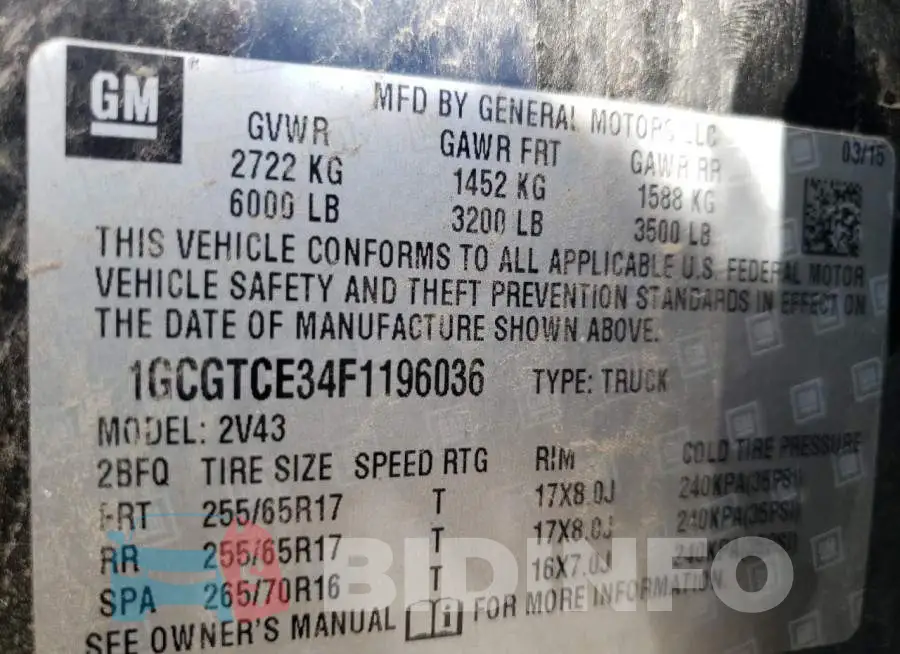 1GCGTCE34F1196036 Photo# 12