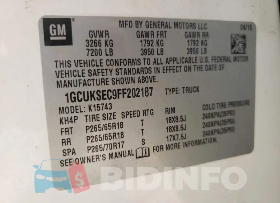1GCUKSEC9FF202187 Photo# 12
