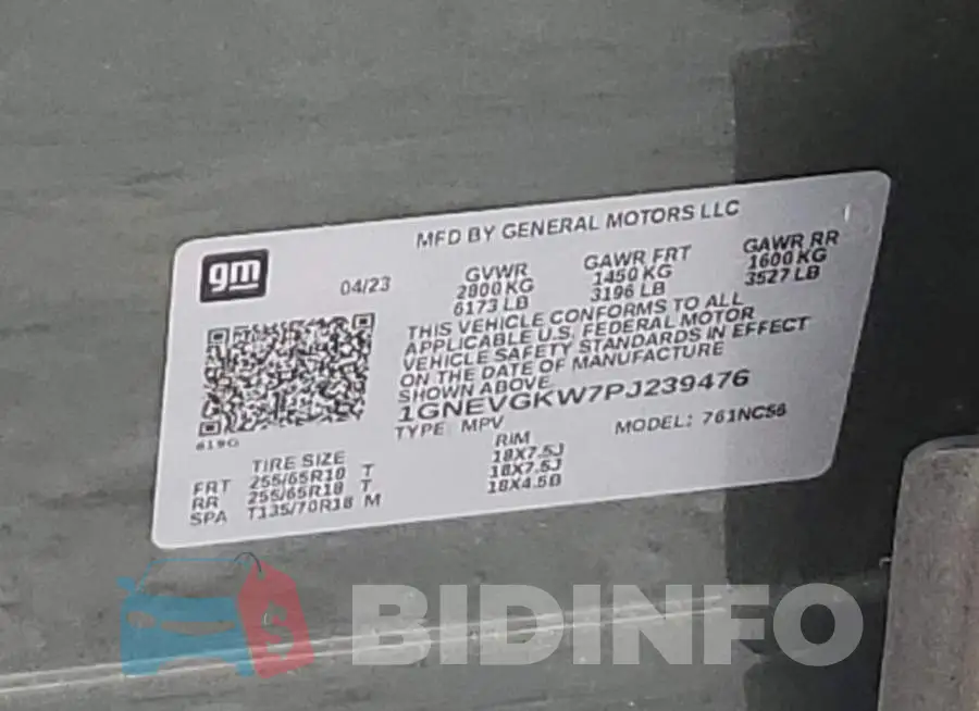 1GNEVGKW7PJ239476 Photo# 14
