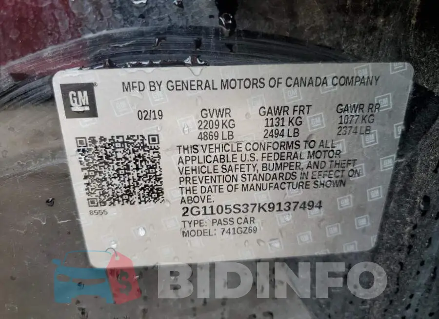 2G1105S37K9137494 Photo# 12