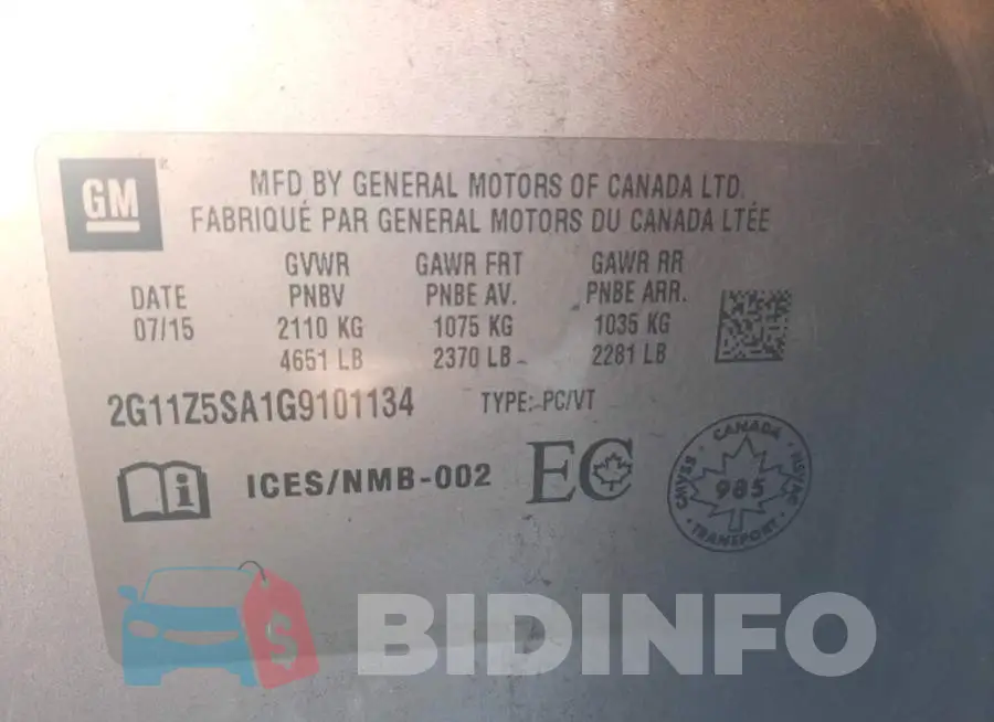 2G11Z5SA1G9101134 Photo# 12
