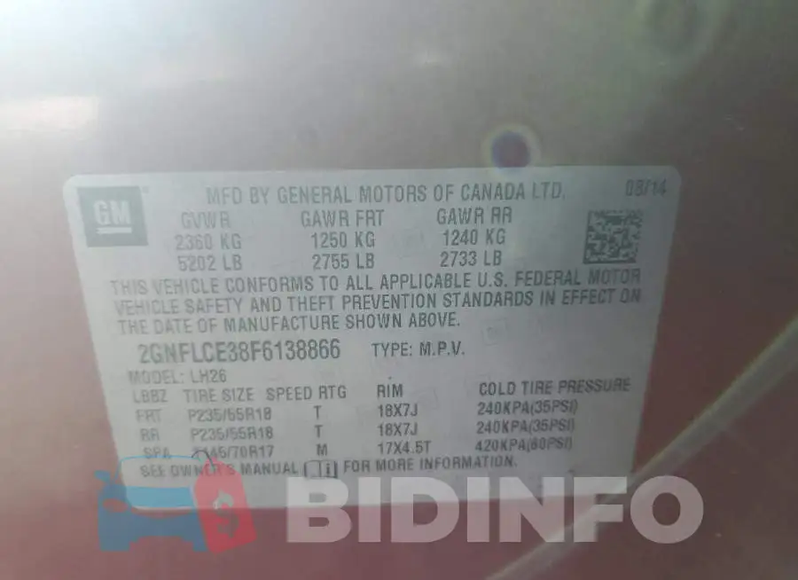2GNFLCE38F6138866 Photo# 12