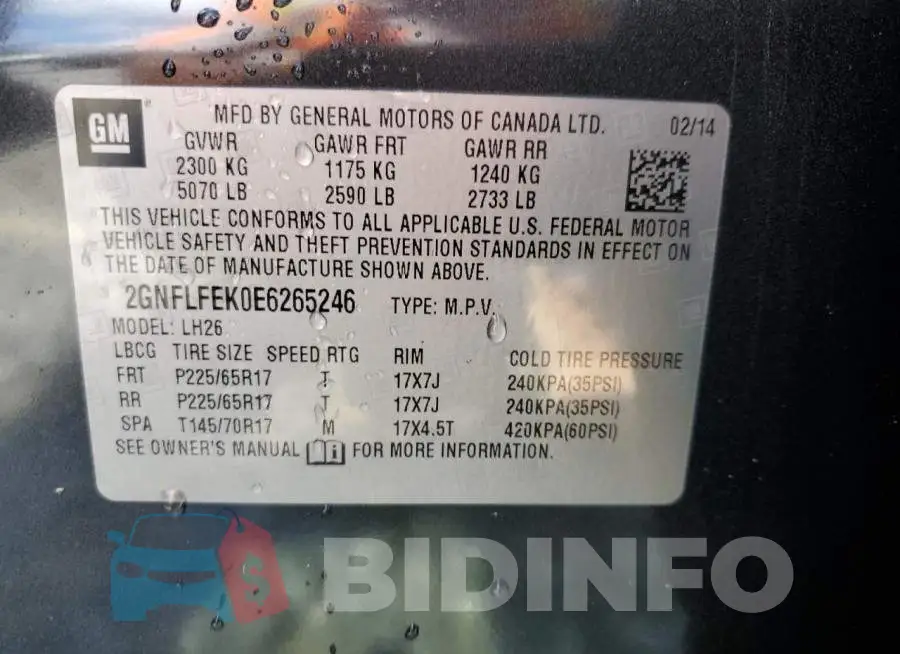 2GNFLFEK0E6265246 Photo# 14