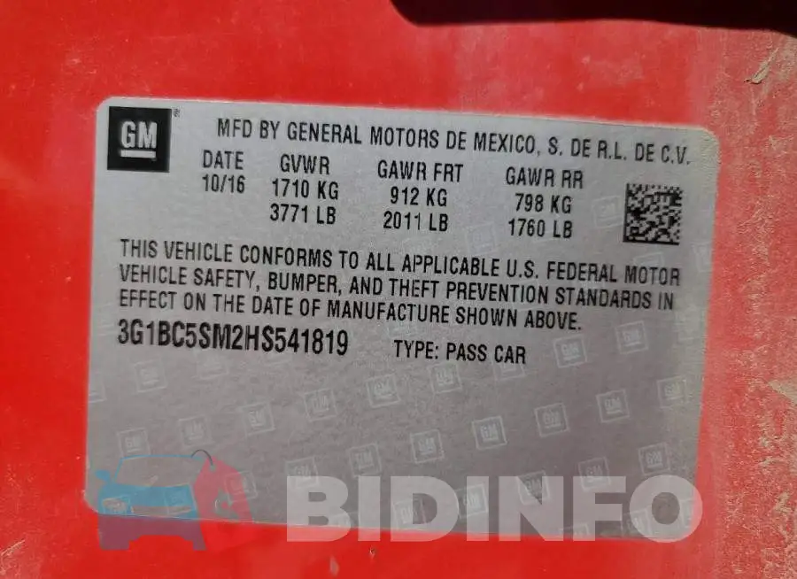 3G1BC5SM2HS541819 Photo# 13