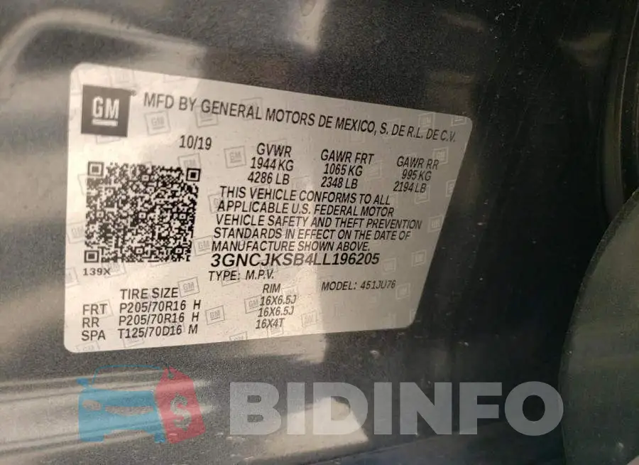 3GNCJKSB4LL196205 Photo# 12