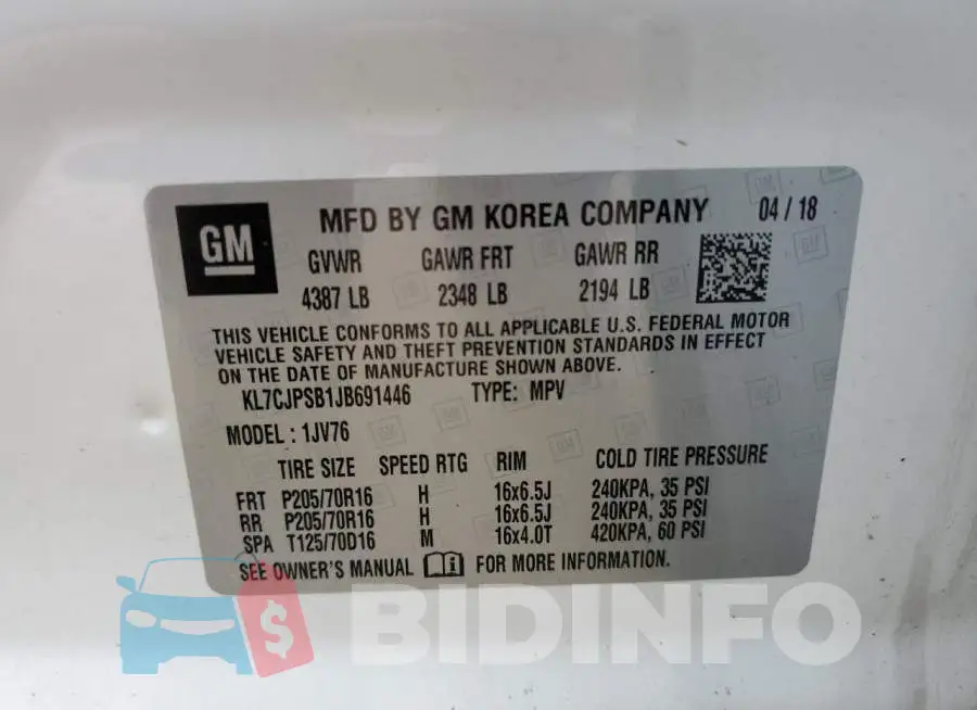 KL7CJPSB1JB691446 Photo# 13