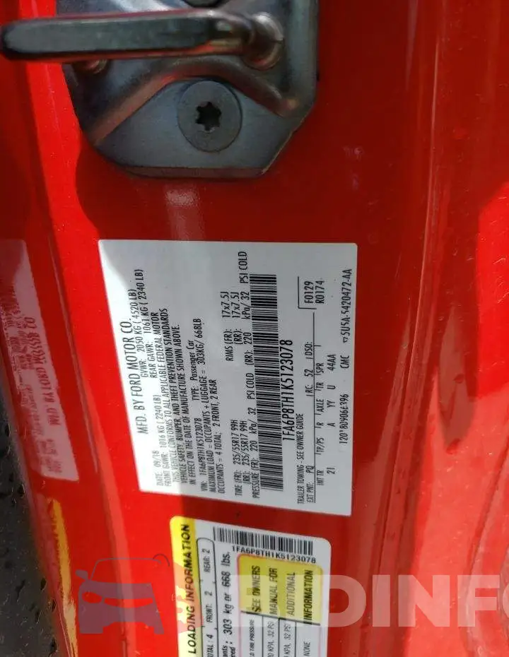 1FA6P8TH1K5123078 Photo# 13