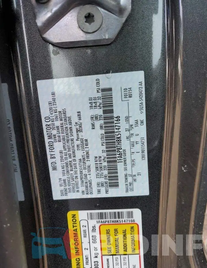 1FA6P8TH8K5147166 Photo# 12