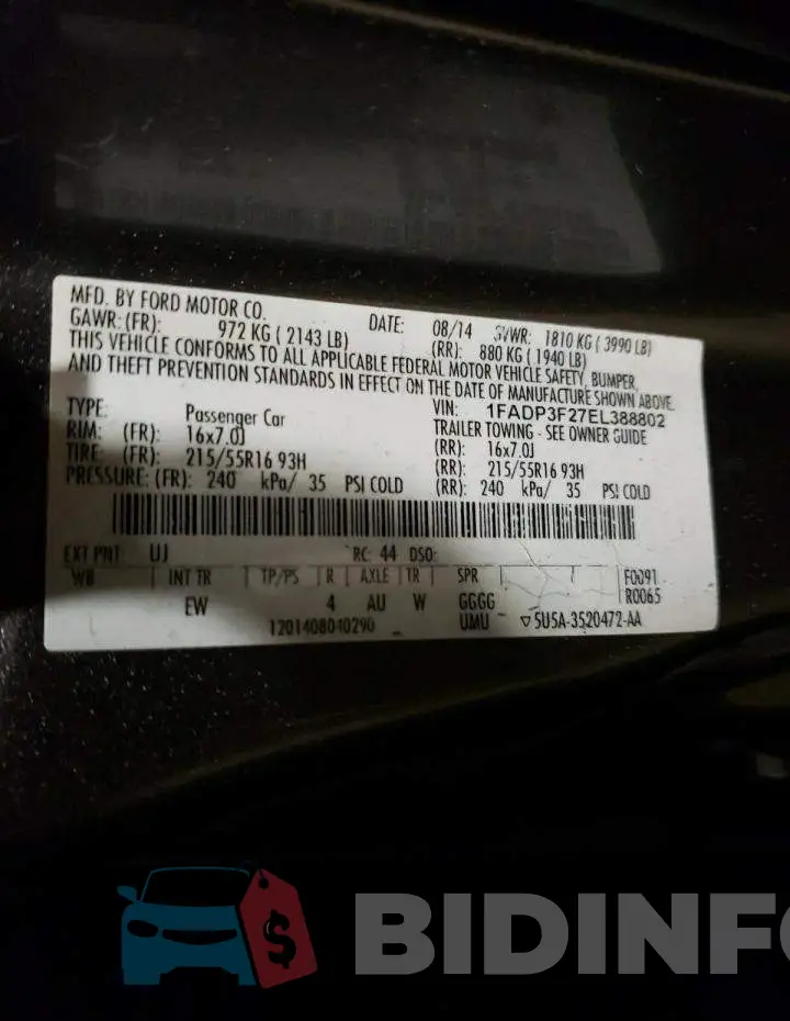 1FADP3F27EL388802 Photo# 12