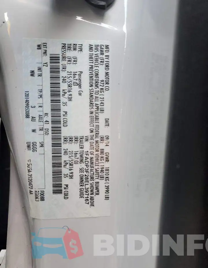 1FADP3F28EL397167 Photo# 13