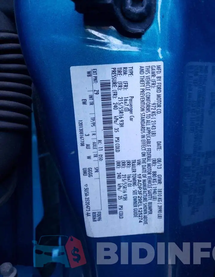 1FADP3F29EL125274 Photo# 12