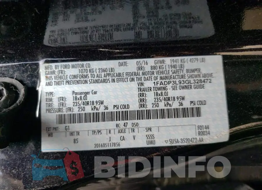 1FADP3L93GL328472 Photo# 12