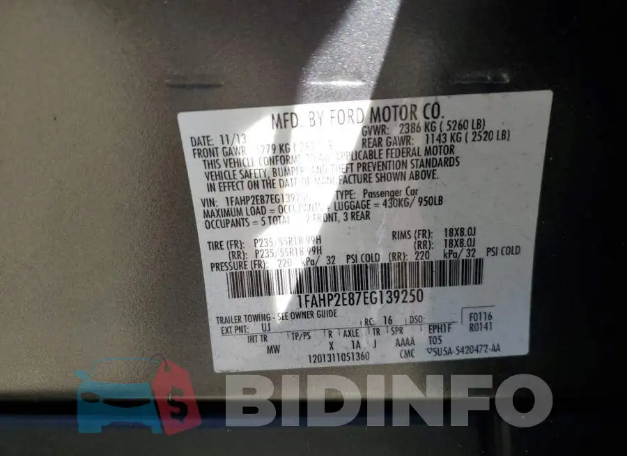 1FAHP2E87EG139250 Photo# 12