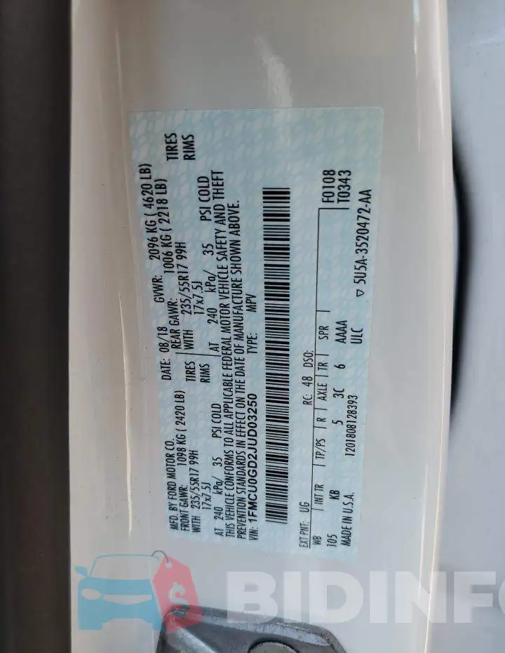 1FMCU0GD2JUD03250 Photo# 12