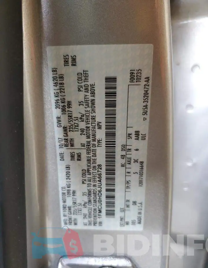 1FMCU0HD6JUA66728 Photo# 13