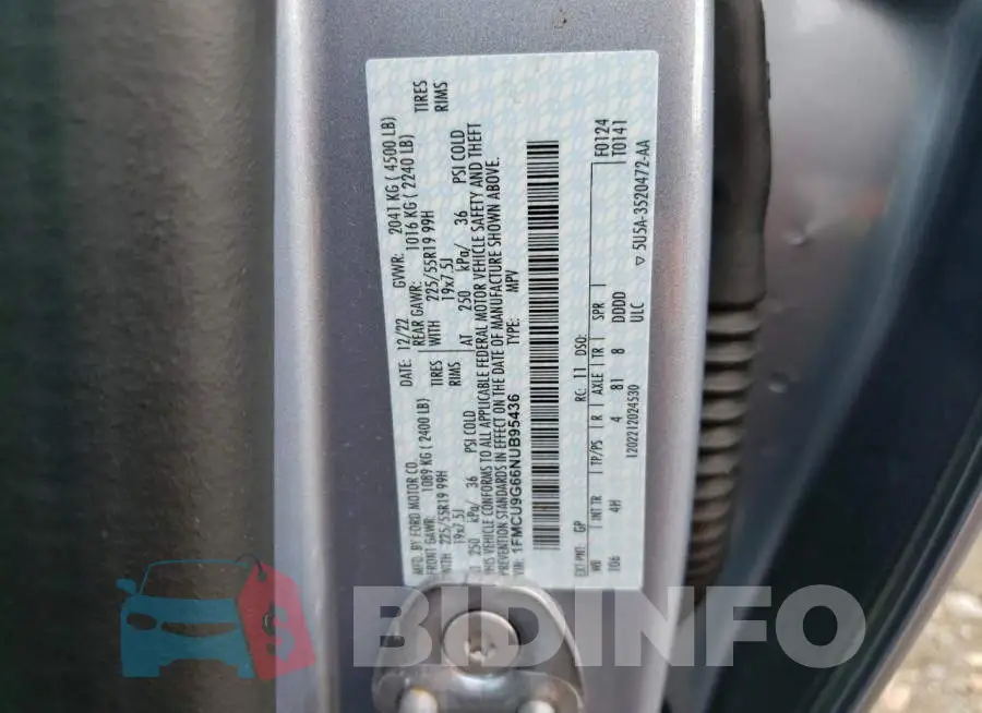 1FMCU9G66NUB95436 Photo# 13