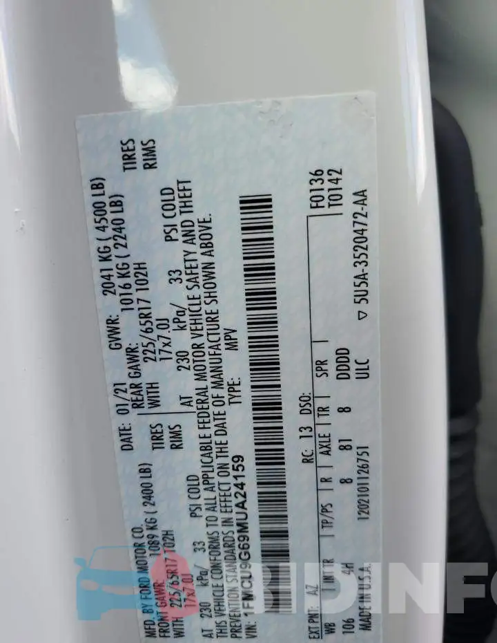 1FMCU9G69MUA24159 Photo# 12