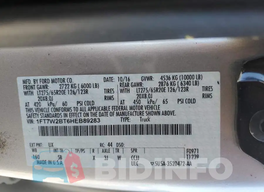 1FT7W2BT6HEB89283 Photo# 12
